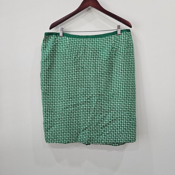 Talbots Womens Tweed Midi Skirt Green High Rise Straight Office Career Preppy - Picture 1 of 9